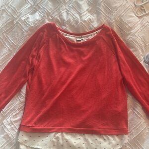 Coral Long Sleeve Top with Layered Design
